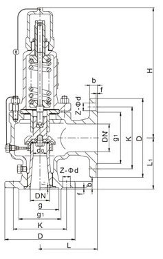 液化气安全阀A42F结构图 液化气安全阀A42F结构图